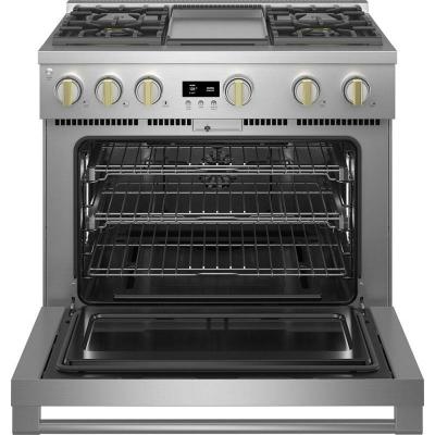 36" Monogram 6.2 Cu. Ft.  Gas Professional Range With 4 Burners and Griddle - ZGP364NDTSS