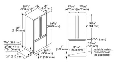 36" Thermador Built in French Door Bottom Freezer - T36IT901NP