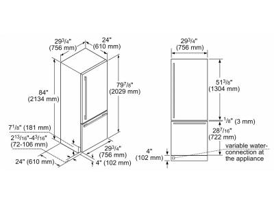 30" Thermador Masterpiece Series Built-in Two Door Bottom Freezer Refrigerator - T30BB915SS