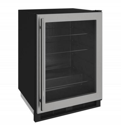 24" U-Line 1000 Series Glass Door Refrigerator - U1224RGLS00A