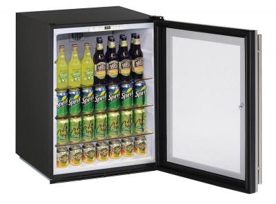 24" U-Line ADA Series Glass Door Compact Refrigerator - UADA24RGLB13B