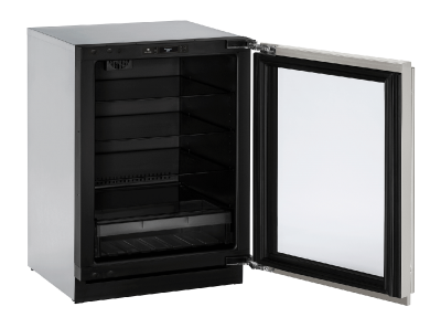 24" U-Line Modular 3000 Series Glass Door Built-In Compact Refrigerator - U3024RGLS13B