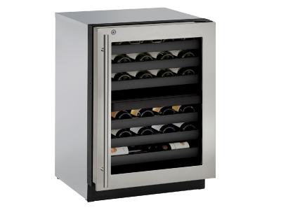 24" U-Line Modular 3000 Series Built-In Wine Cooler Stainless Frame (Lock) - U3024ZWCS13B