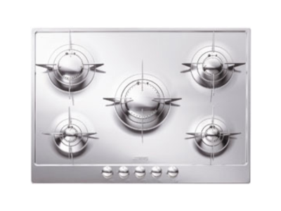 30" SMEG Hob Piano Design Gas Cooktop with 5 EverShine Stainless Steel Burners - PU75ES