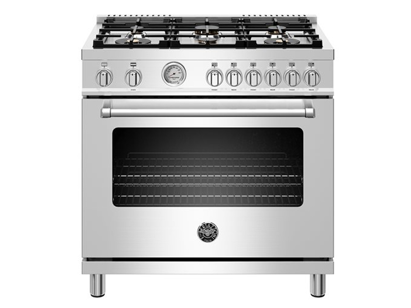 PRO486IGFEPXT Bertazzoni 48 inch Induction Range, 6 Heating Zones and Cast  Iron Griddle, Electric Self-Clean Oven Stainless Steel