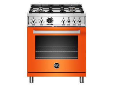 30" Bertazzoni Dual Fuel Range 4 Brass Burner Electric Self-Clean Oven - PROF304DFSART