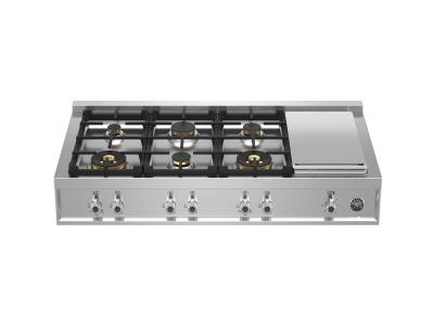 48" Bertazzoni Gas Rangetop with 6 Brass Burner and Electric Griddle - PROF486GRTBXT