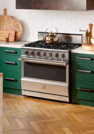 36" Hestan KRD Series Natural Gas Dual Fuel Range with 5-Burner - KRD364GD-NG-PP