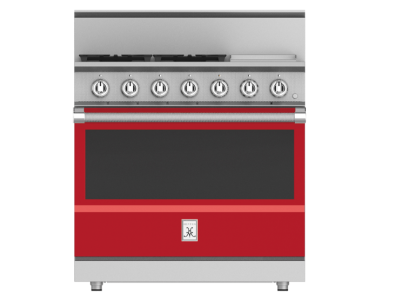 36" Hestan KRG Series Freestanding Professional Gas Range with 4-Burners - KRG364GD-LP-RD