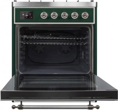 30" ILVE Majestic II Dual Fuel Freestanding Range with Chrome Trim in Emerald Green - UM30DNE3EGC-LP