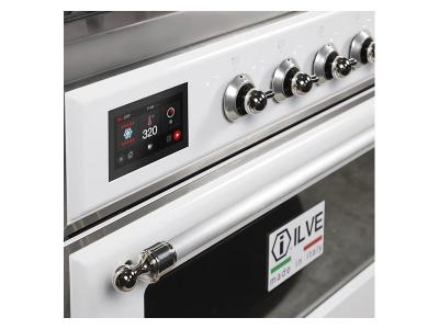 36" ILVE Majestic II Dual Fuel Liquid Propane Freestanding Range with Chrome Trim  in White  - UM09FDNS3WHC-LP