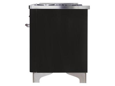 36" ILVE Majestic II Dual Fuel Range with Chrome Trim in Matte Graphite - UM09FDNS3MGC-LP