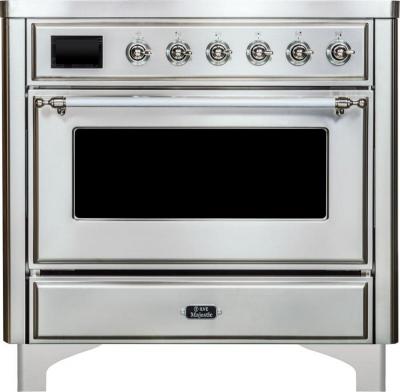 36" ILVE Majestic II Electric  Freestanding Range with Chrome Trim in Stainless Steel  - UMI09NS3/SSC