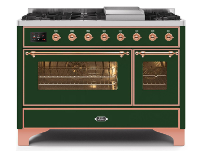 48" ILVE Majestic II Dual Fuel Range with Copper Trim in Emerald Green - UM12FDNS3EGP-NG