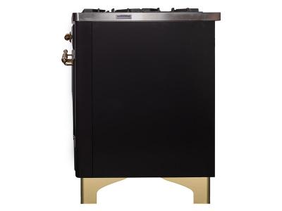 40" ILVE Majestic II Dual Fuel Range with Brass Trim in Matte Graphite - UMD10FDNS3MGG-LP