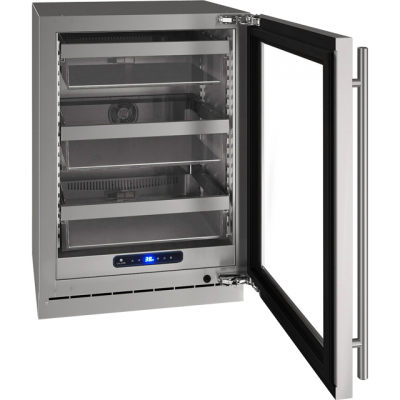 24" U-Line 5 Class Series Compact Refrigerator Stainless Solid with Brightshield - UHRE524-SS81A