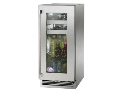 15" Perlick Marine and Coastal Signature Series Right-Hinge Beverage Center in Stainless Steel Glass Door with Door Lock - HP15BM43RL