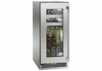 15" Perlick Marine and Coastal Signature Series Left-Hinge Beverage Center in Solid Stainless Steel Door - HP15BM41L