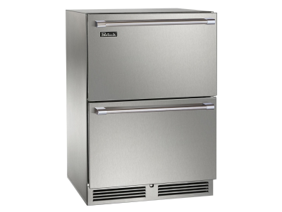 24" Perlick Indoor Signature Series Dual-Zone Refrigerator/Freezer Stainless Steel Drawers with Door Lock - HP24ZS45DL