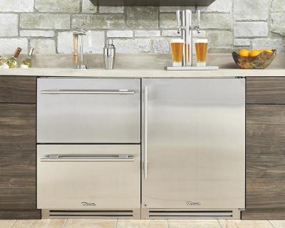 24" True Residential 5.75 Cu. Ft. Overlay Panel Left-Hinge Single Tap Undercounter Beverage Dispenser - TUR-24BD-L-OP-C