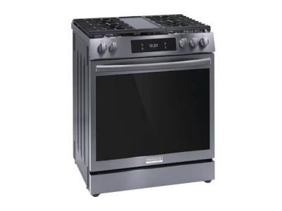 30" Frigidaire Gallery Gas Range with Air Fry in Black Stainless Steel - GCFG3060BD