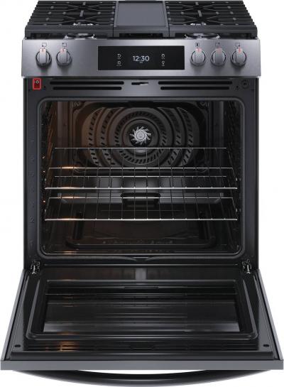 30" Frigidaire Gallery Gas Range with Air Fry in Black Stainless Steel - GCFG3060BD