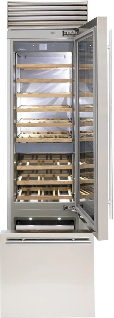 24" Fhiaba Right Hinge Wine Cellar with Bottom Freezer in Stainless Steel - FP24BWR-RGST