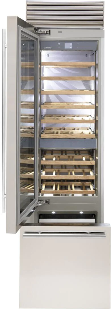 24" Fhiaba Left Hinge Wine Cellar with Bottom Freezer in Stainless Steel - FP24BWR-LGST