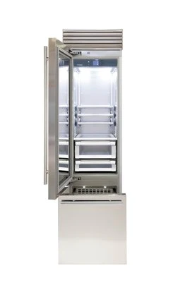 24" Fhiaba Bottom Mount Left Hinge Fridge with Freezer in Stainless Steel - FP24B-LST