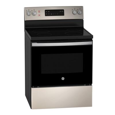 30" GE 5.0 Cu. Ft. Freestanding Electric Self Cleaning Range with  Hi - Lo Broil Dual Bake Element and  Storage Drawer - JCB630ETES