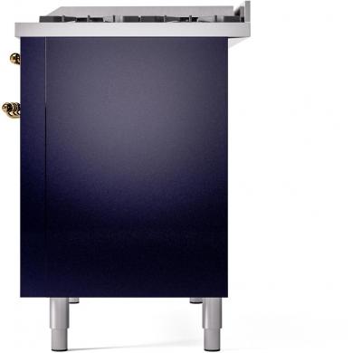 48" ILVE Nostalgie II Dual Fuel Liquid Propane Freestanding Range in Blue with Brass Trim - UP48FNMP/MBG LP