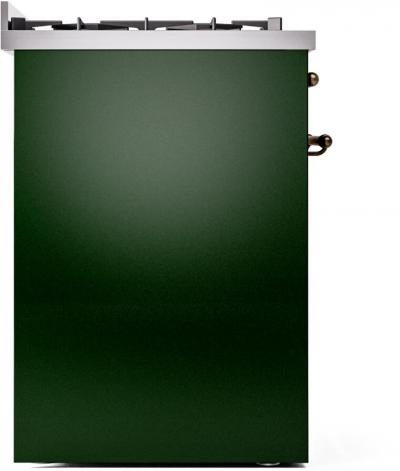 30" ILVE Nostalgie II Dual Fuel Liquid Propane Freestanding Range in Emerald Green with Bronze Trim - UP30NMP/EGB LP