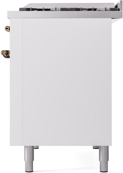 48" ILVE Nostalgie II Dual Fuel Liquid Propane Freestanding Range in White with Bronze Trim - UP48FNMP/WHB LP