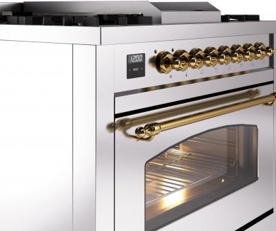 36" ILVE Professional Plus II Dual Fuel Natural Gas Freestanding Range with Chrome Trim - UP36FNMP/SSC NG