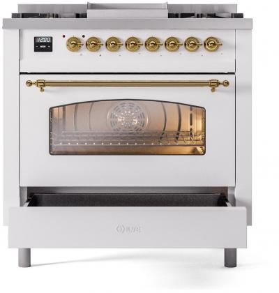 36" ILVE Professional Plus II Dual Fuel Liquid Propane Freestanding Range with Brass Trim - UP36FNMP/WHG LP