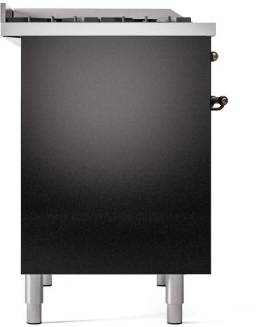 40" ILVE Nostalgie II Dual Fuel Liquid Propane Freestanding Range in Glossy Black with Bronze Trim - UPD40FNMP/BKB LP