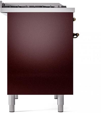 40" ILVE Nostalgie II Dual Fuel Liquid Propane Freestanding Range in Burgundy with Bronze Trim - UPD40FNMP/BUB LP