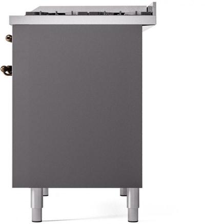 40" ILVE Nostalgie II Dual Fuel Liquid Propane Freestanding Range in Matte Graphite with Bronze Trim - UPD40FNMP/MGB LP