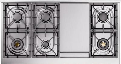 48" ILVE Nostalgie II Dual Fuel Natural Gas Freestanding Range in Stainless Steel with Bronze Trim - UP48FNMP/SSB NG