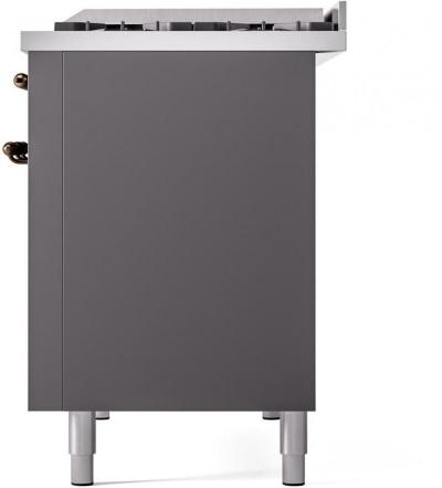 48" ILVE Nostalgie II Dual Fuel Natural Gas Freestanding Range in Matte Graphite with Bronze Trim - UP48FNMP/MGB NG