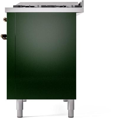 48" ILVE Nostalgie II Dual Fuel Natural Gas Freestanding Range in Emerald Green with Bronze Trim - UP48FNMP/EGB NG