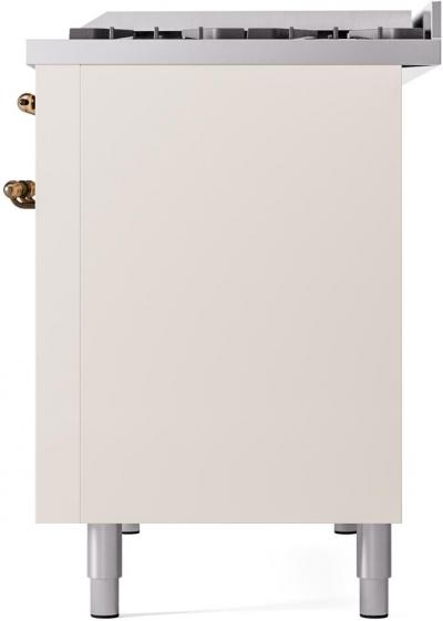 48" ILVE Nostalgie II Dual Fuel Natural Gas Freestanding Range in Antique White with Bronze Trim - UP48FNMP/AWB NG