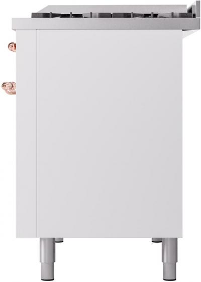 48" ILVE Nostalgie II Dual Fuel Liquid Propane Freestanding Range in White with Copper Trim - UP48FNMP/WHP LP