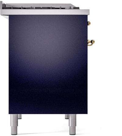 40" ILVE Nostalgie II Dual Fuel Liquid Propane Freestanding Range in Blue with Brass Trim - UPD40FNMP/MBG LP