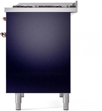 40" ILVE Nostalgie II Dual Fuel Liquid Propane Freestanding Range in Blue with Copper Trim - UPD40FNMP/MBP LP