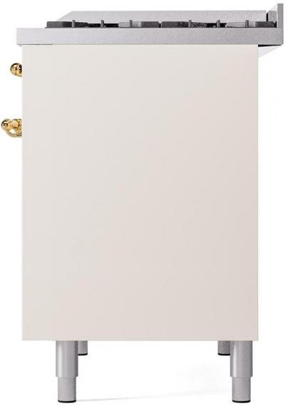 40" ILVE Nostalgie II Dual Fuel Liquid Propane Freestanding Range in Antique White with Brass Trim - UPD40FNMP/AWG LP