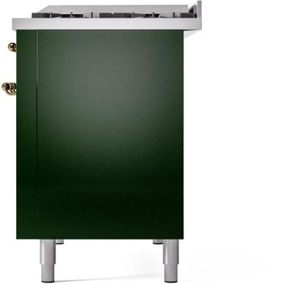 48" ILVE Nostalgie II Dual Fuel Natural Gas Freestanding Range in Emerald Green with Brass Trim - UP48FNMP/EGG NG