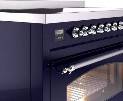 48" ILVE Nostalgie II Electric Freestanding Range in Blue with Chrome Trim - UPI486NMP/MBC