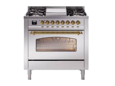 36" ILVE Professional Plus II Dual Fuel Natural Gas Freestanding Range with Bronze Trim - UP36FNMP/SSB NG