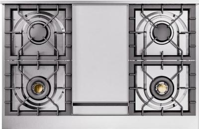 40" ILVE Nostalgie II Dual Fuel Natural Gas Freestanding Range in White with Brass Trim - UPD40FNMP/WHG NG